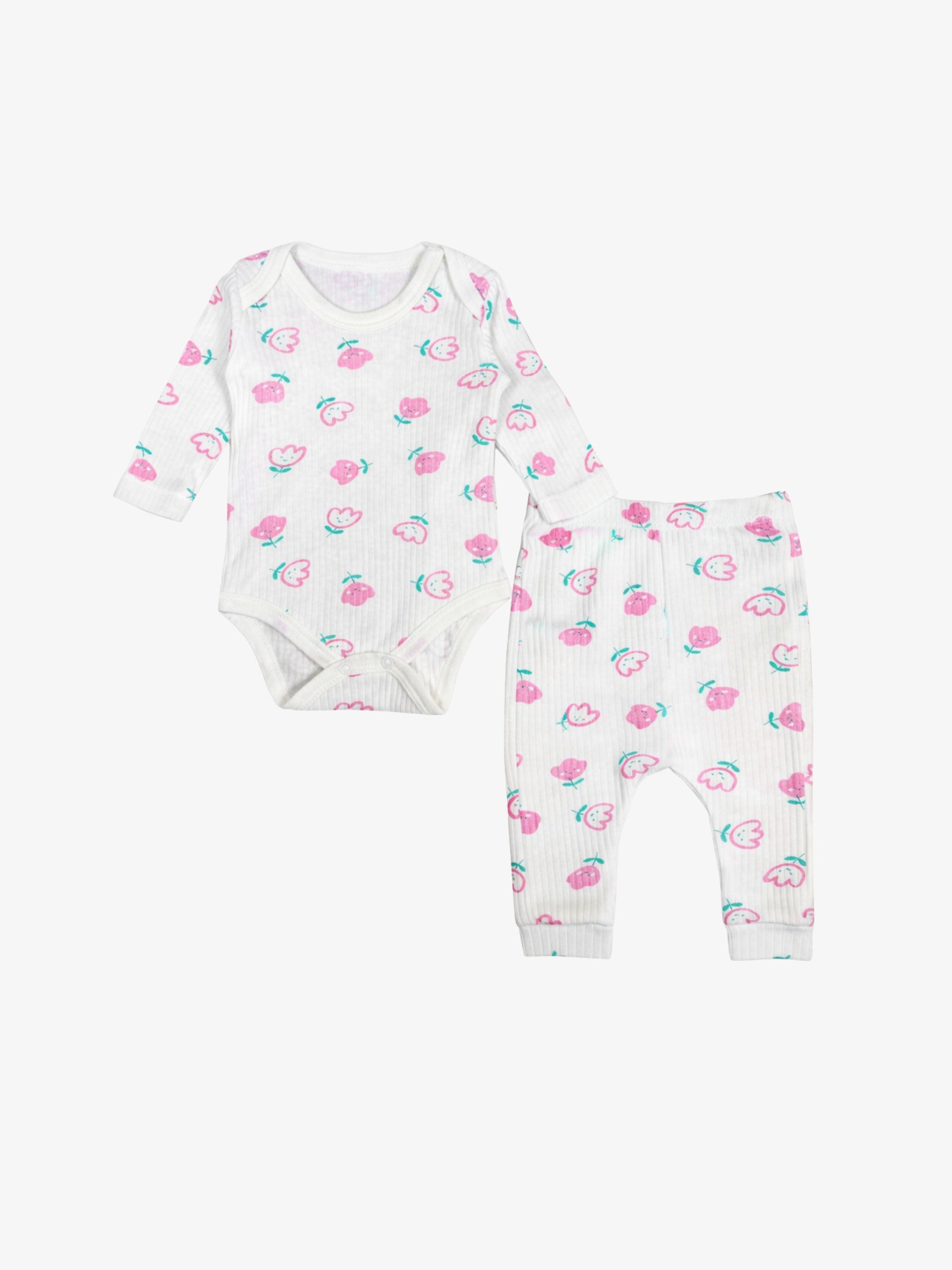 Set “Sara”, Imprimeu Floral, Roz
